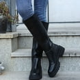thumbnail image 2 of jsaierl Women's Knee-High Go-Go Boots Chunky Block Heel Zipper Boot Thick Soled Rain Shoes, 2 of 9