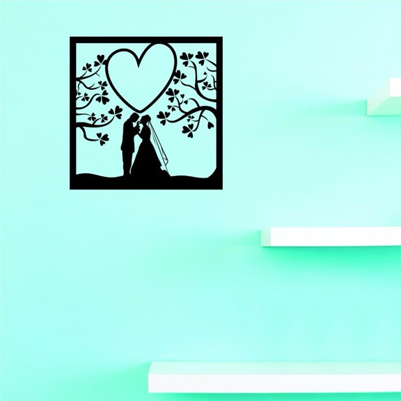 Custom Decals Marriage Picture Wall Art Size: 12 X 12 Inches Color: Black