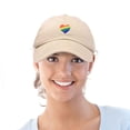 thumbnail image 4 of DALIX Rainbow Heart Hat Embroidered Mens Womens Baseball Cap in Khaki, 4 of 5