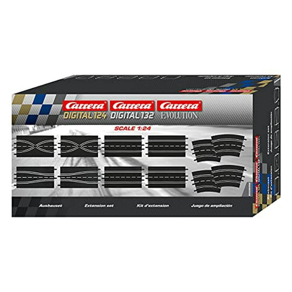 Carrera 1:24 Scale Track Extension Set - Accessory Pack includes 12 Pieces - For Use With Digital 124 132 and Evolution Carrera Slot Car Racetrack Systems Large