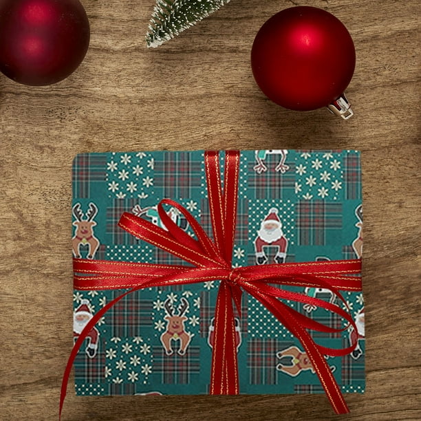 Puntoco 10 piezas de papel de regalo navideño, papel de regalo de ramo de flores de Papá Noel, papel de regalo para caja de regalo, 19,29 x 19,29 pulgadas
