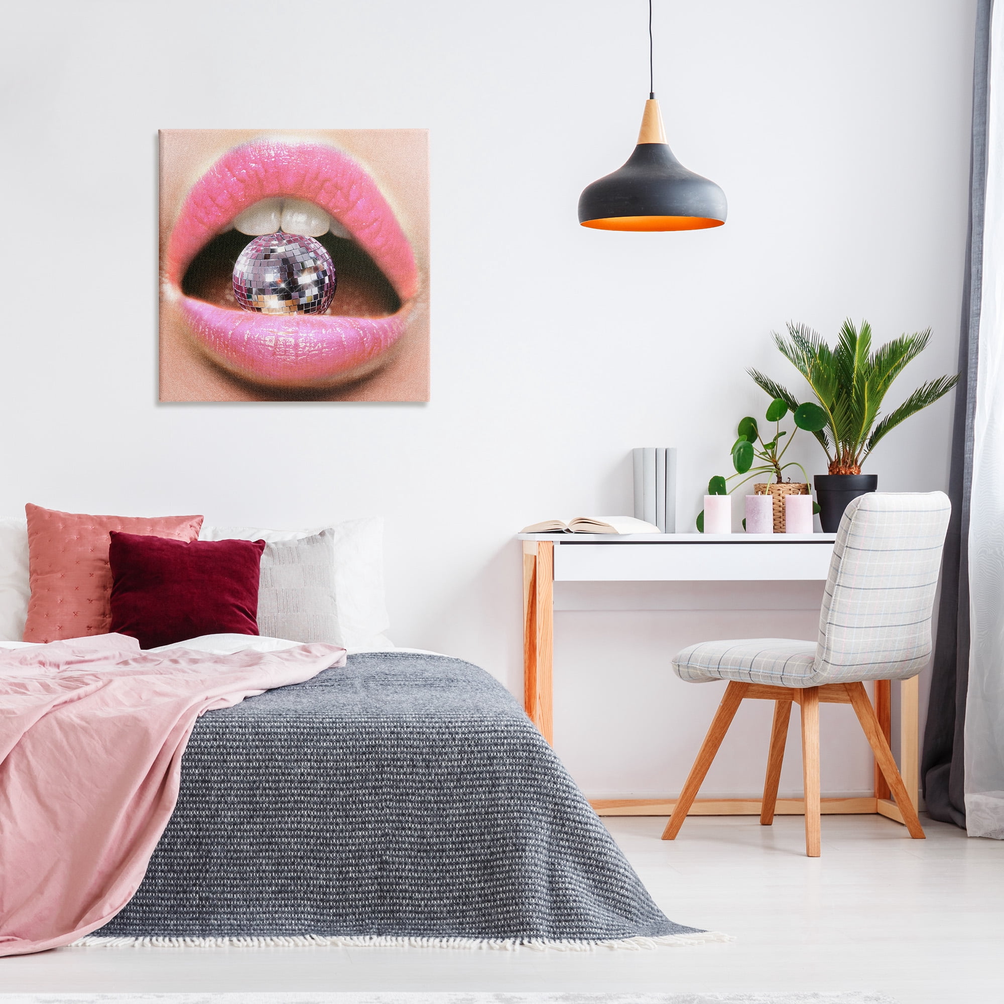 Stupell Industries Biting Disco Ball Novelty Painting Gallery Wrapped Canvas Art Print Wall Art, 30 x 30