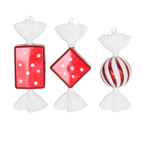 Vickerman 8" Red-White Candy Christmas Ornament, 3 per Box