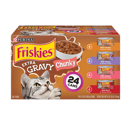 Friskies Gravy Wet Cat Food Variety Pack, Extra Gravy Chunky - (24) 5.5 oz.