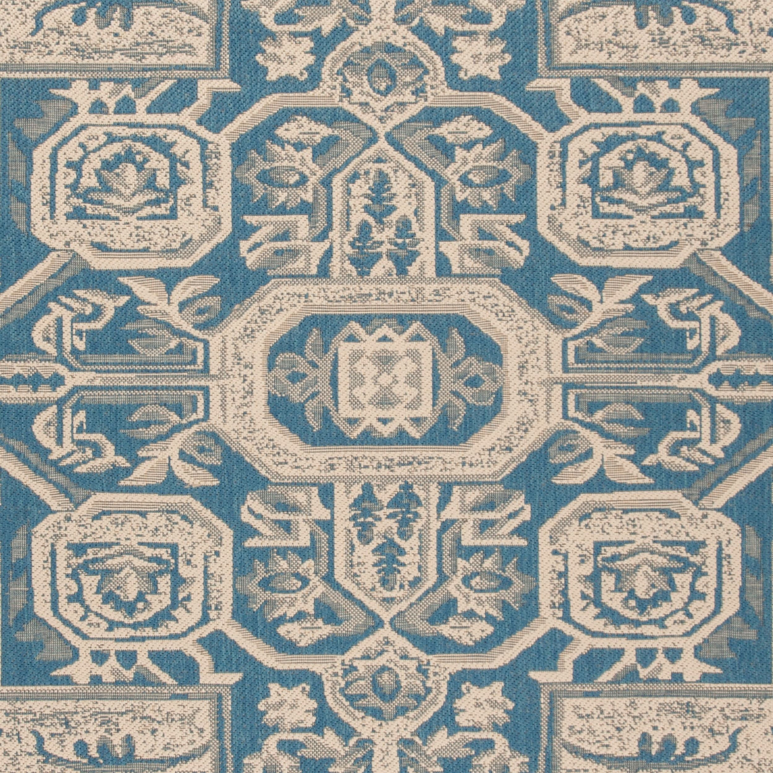 SAFAVIEH Beach House Jose Geometric Indoor/Outdoor Area Rug Blue/Cream, 7'10" x 10'