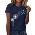 thumbnail image 2 of Womens Tops Women's Dandelion Printed Shirt Short Sleeve Round Neck T Shirt Fashion Top Lightweight Soft Casual Outfit Clothes Shirts for Women, 2 of 4
