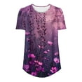 thumbnail image 3 of jtjvou Women's Round Neck Pullover Floral Tees Short Sleeve Blouse Going out Tops for Teen Trendy Fashion Casual Loose Summer Multicolor,S, 3 of 5