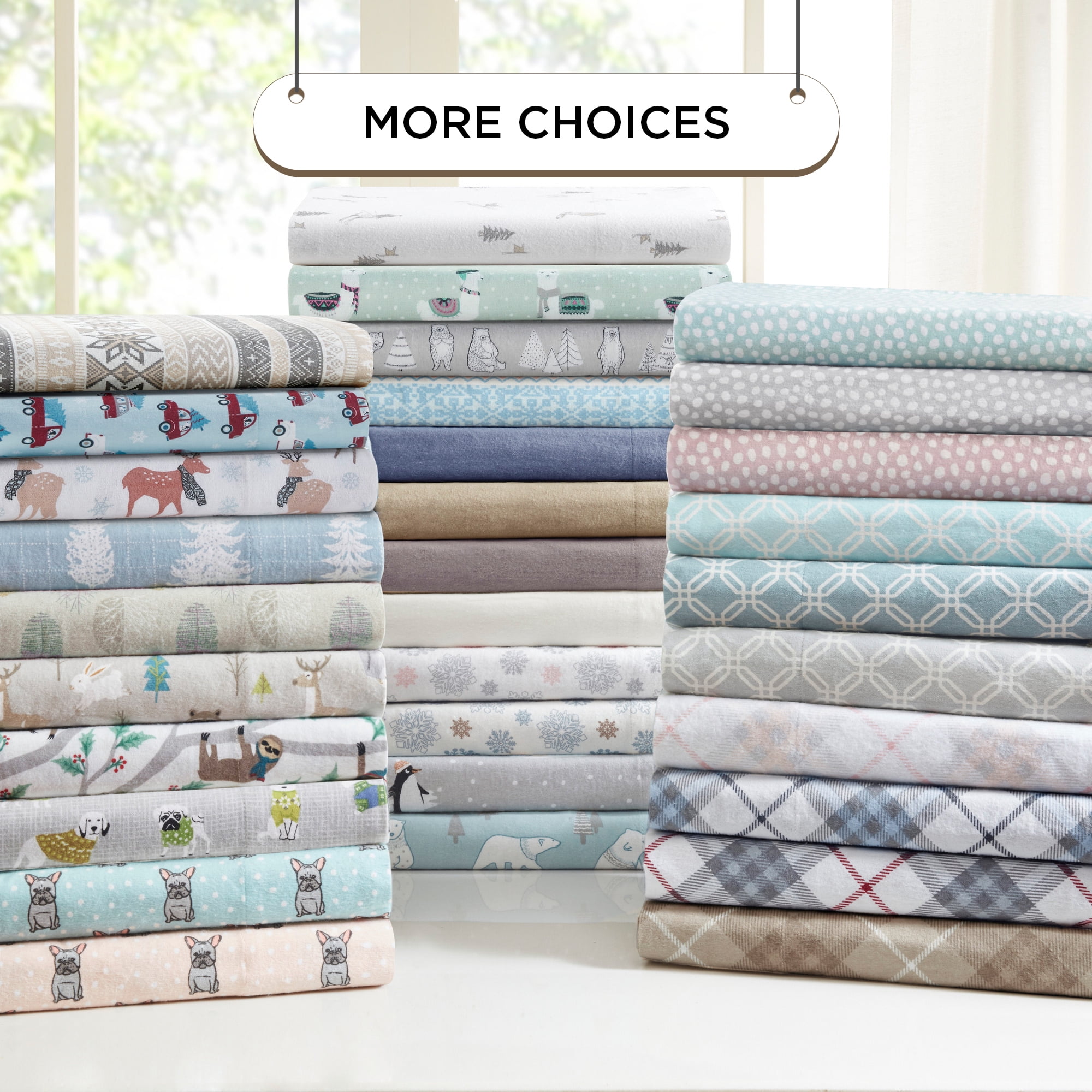 Regency Heights Full Size Cotton Flannel Sheet Set, 4-Piece Flannel Bed Sheets Full, 100% Cotton Bed Sheets Set with Deep Pocket, Tan/Blue Snowflakes