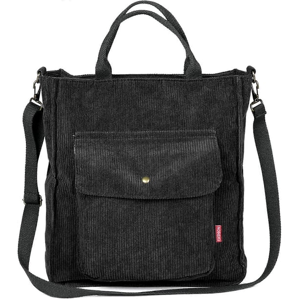 Crossbody Bag, Corduroy Tote Bag for Women Casual Shoulder Handbags Big Capacity Shopping Bag with Zipper and Pocket