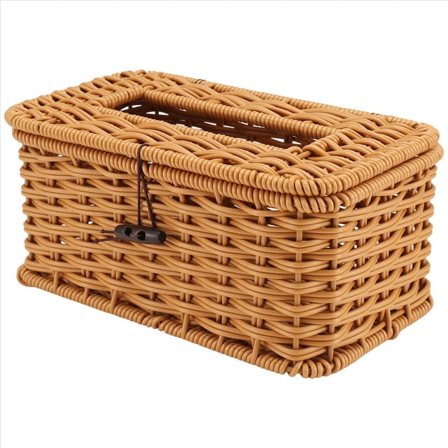 Cubierta de Caja de PañUelos Rectangular de RatáN, Soporte para PañUelos Tejido Bohemio, Dispensador de PañUelos de Granja Vintage para el Hogar