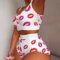 thumbnail image 1 of Conjunto de pijama de 2 piezas con volantes y estampado de fresas Kawaii para mujer 2022 Cute Crop Top & Pantalones cortos Trajes Dama Ropa de dormir Lencería sexy xuanjing unisex, 1 of 2