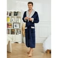 thumbnail image 5 of Vulcanodon Mens Fleece Robe, Plush Shawl Collar Two Tone Bathrobe Mid Length（Navy/Light Grey, XX-3X-Large）, 5 of 6