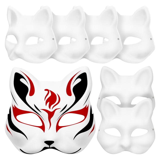 7pcs Blank Paper Masks Cat Masks Unpainted Masks Crafting Masks Animal Masks Masquerade Party Masks