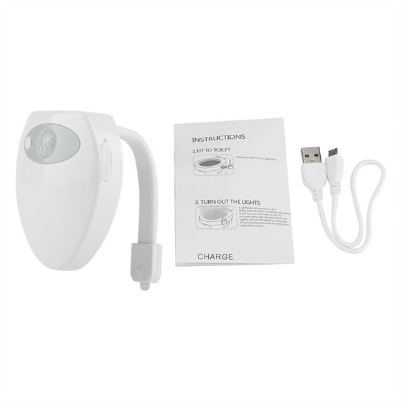 Luz De LED De Inodoro, Dispositivos De Detección Automática De Luz Nocturna Con 8 Colores Lámpara De Sensor De Brazo Flexible De Inodoro Lámpara De Noche Inteligente Para El