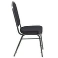 thumbnail image 5 of Emma + Oliver 4 Pack Crown Back Stack Banquet Chair in Black Pattern Fabric - Silver Vein Frame, 5 of 12