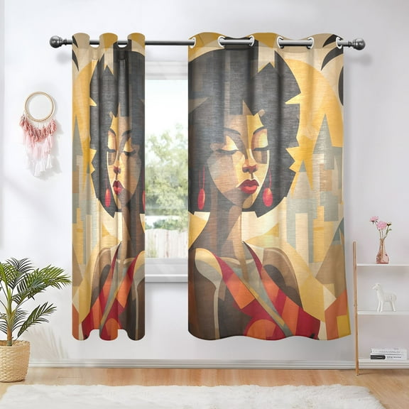 Woman in Red Blackout Curtains Thermal Insulation 63 inch Grommet for Bedroom Living Room Bathroom Kitchen Windows 2 Pack