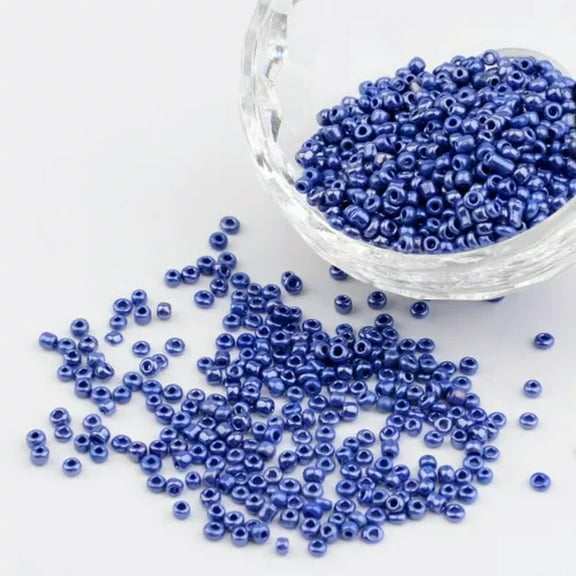 U8MO 3304pcs/50g Opaque Colors Lustered Glass Tiny Beads Round Loose Spacer Craft 2mm-Blue