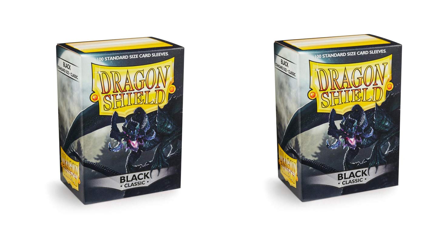 2 Packs Dragon Shield Classic Black Standard Size 100 ct Card Sleeves Individual Pack
