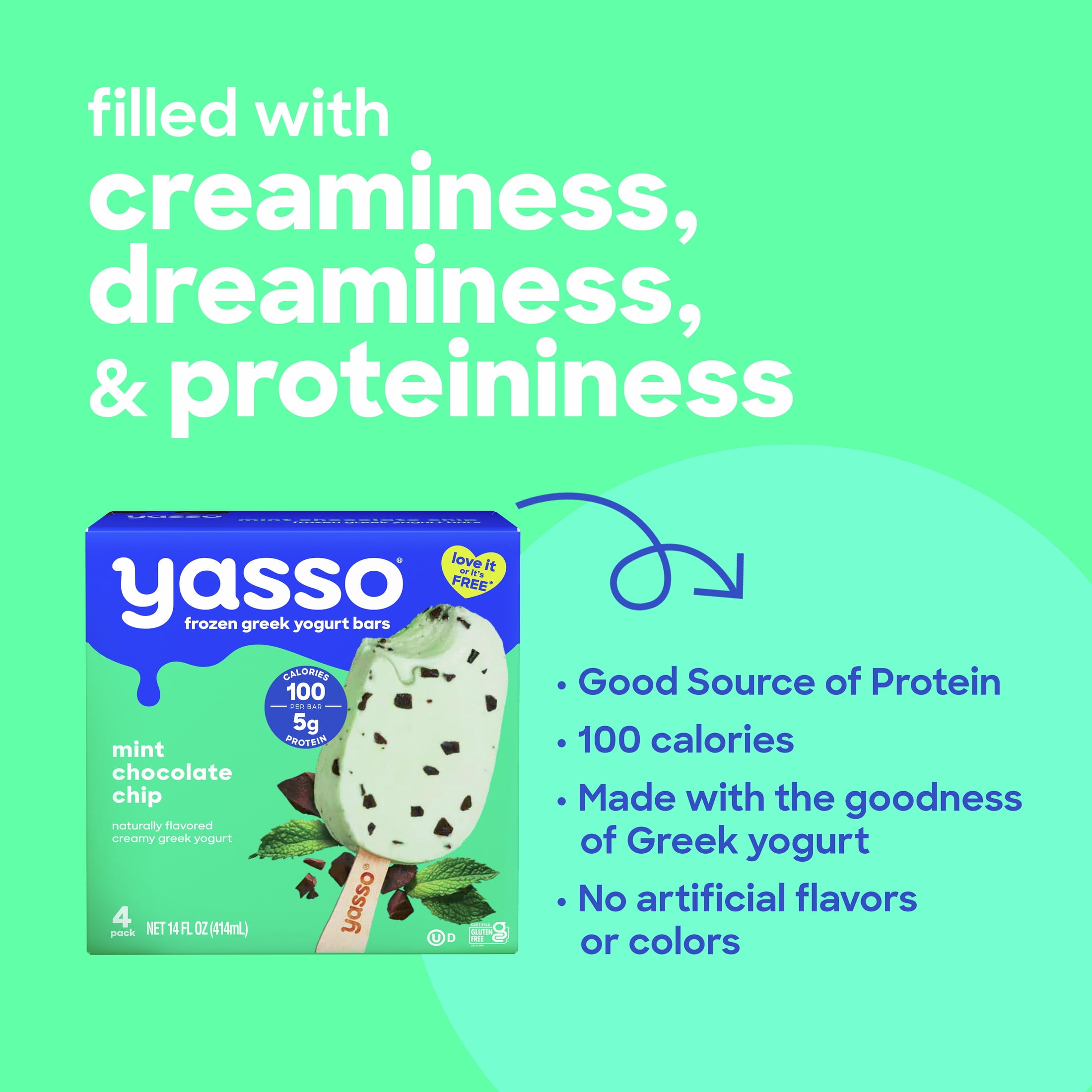 Yasso Frozen Greek Yogurt Bars Mint Chocolate Chip Bars 4 3.5fl oz bars