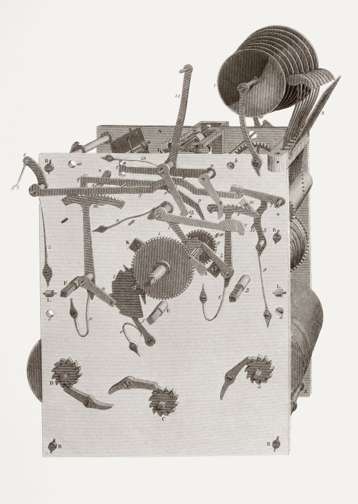 Clock With Chimes. From The Cyclopaedia Or Universal Dictionary Of Arts