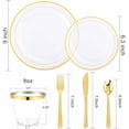thumbnail image 2 of 600pc Gold Trim Plastic Dinnerware Set for Party: 100 Dinner Plates, 100 Dessert Plates, 300 Cutlery, 100 cups, 2 of 6