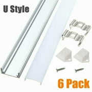6 Packs 100CM/1M Each LED Strip Light Channel U Stype Aluminum Track Holder