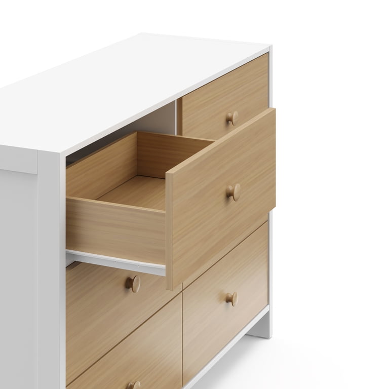 Storkcraft Calabasas 6 Drawer Nursery Double Dresser, White with