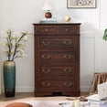 thumbnail image 3 of FIAKOA Bedroom Dresser Set & Nightstands set, Farmhouse Complete Bedroom Furniture Set with Spacious Storage, 4 Piece, Walnut Brown, 3 of 10