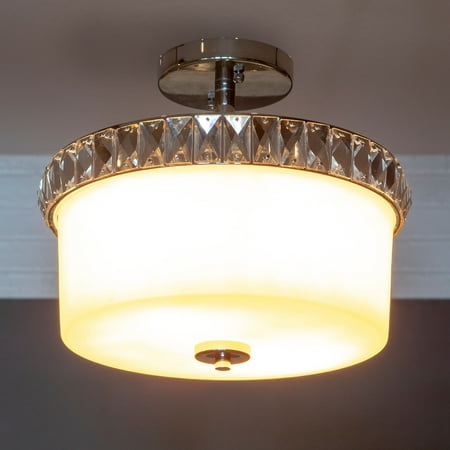 

Cora Crystal and Glass 2-Light Covertible Semi-Flush to Flush Mount Ceiling Light