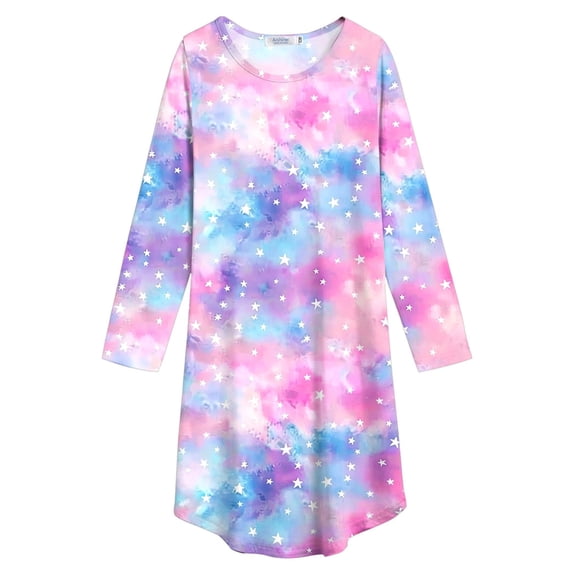 Arshiner Girls Nightgowns Long Sleeve Print Pajamas Nightdress for Kids Soft Sleep Wear Nighties