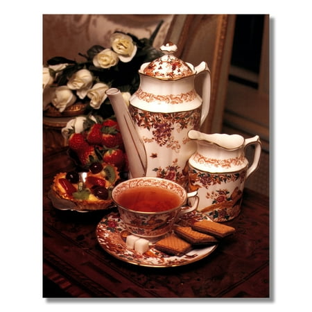 - Strawberries and Fruit with Tea Pot Setting Photo Wall Picture 8x10 Art Print