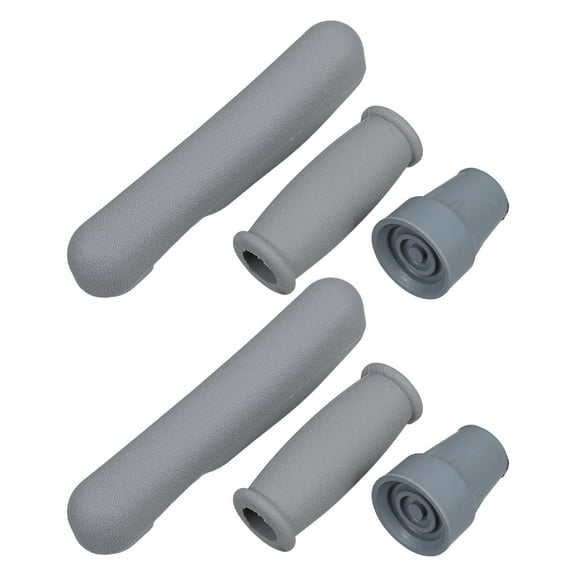 Hemoton 2 Sets Crutches Handle and Foot Muffs Elder 18.50X3.50X3.50CM Grey