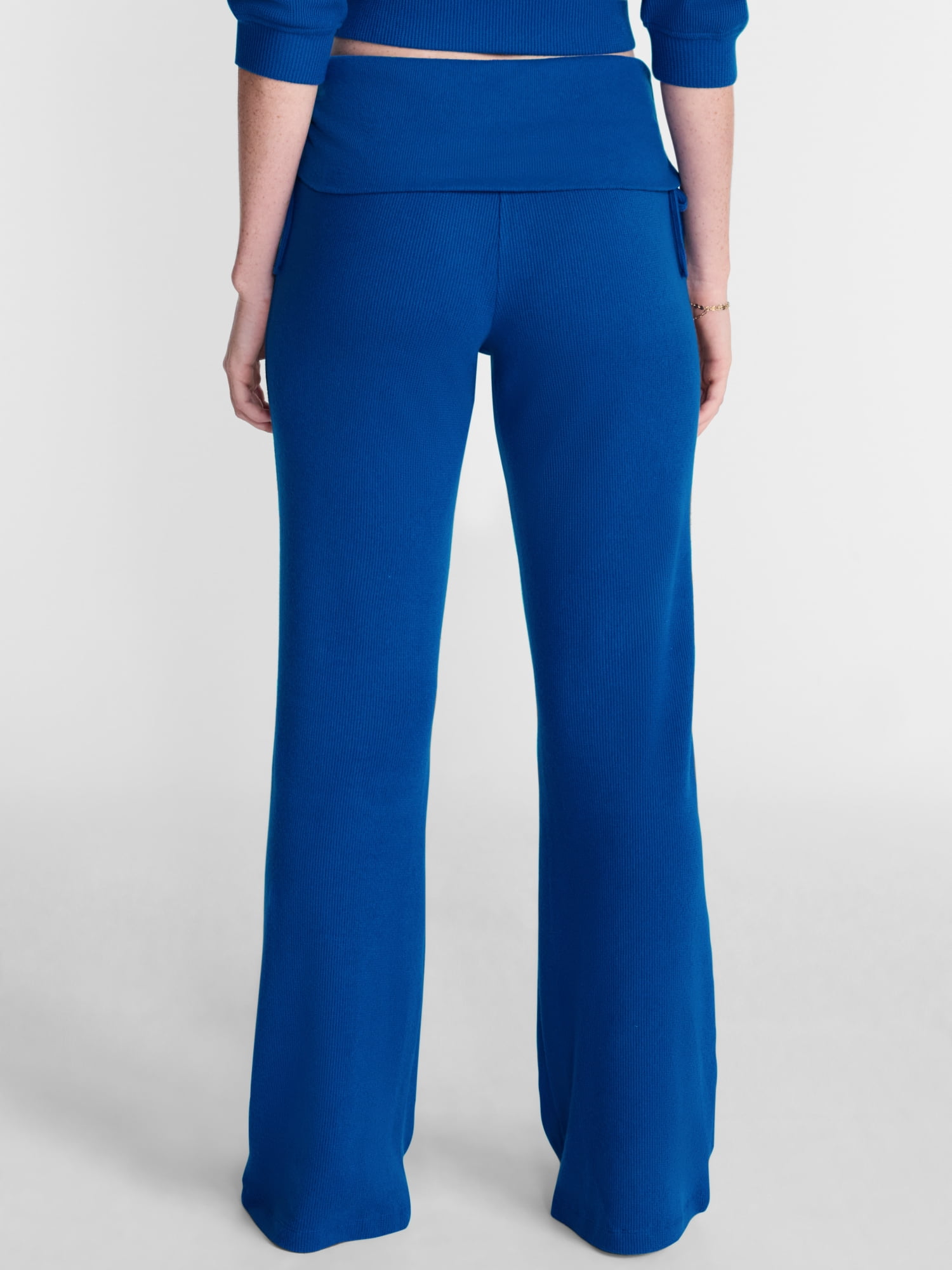 No Boundaries Waffle Knit Foldover Pants, 31.5'' Inseam, Women’s and Women's Plus XS-2X