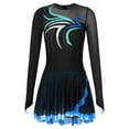 thumbnail image 3 of TiaoBug Women's Lyrical Dance Dress Rhinestone Ice Figure Skating Leotards Ballet Dancewear Blue Green XXL, 3 of 7