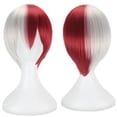 thumbnail image 4 of My Hero Academy's Burnt Frozen Red and White Two tone Short Hair Styling Cosy Wig Red and White Gradient, 4 of 4