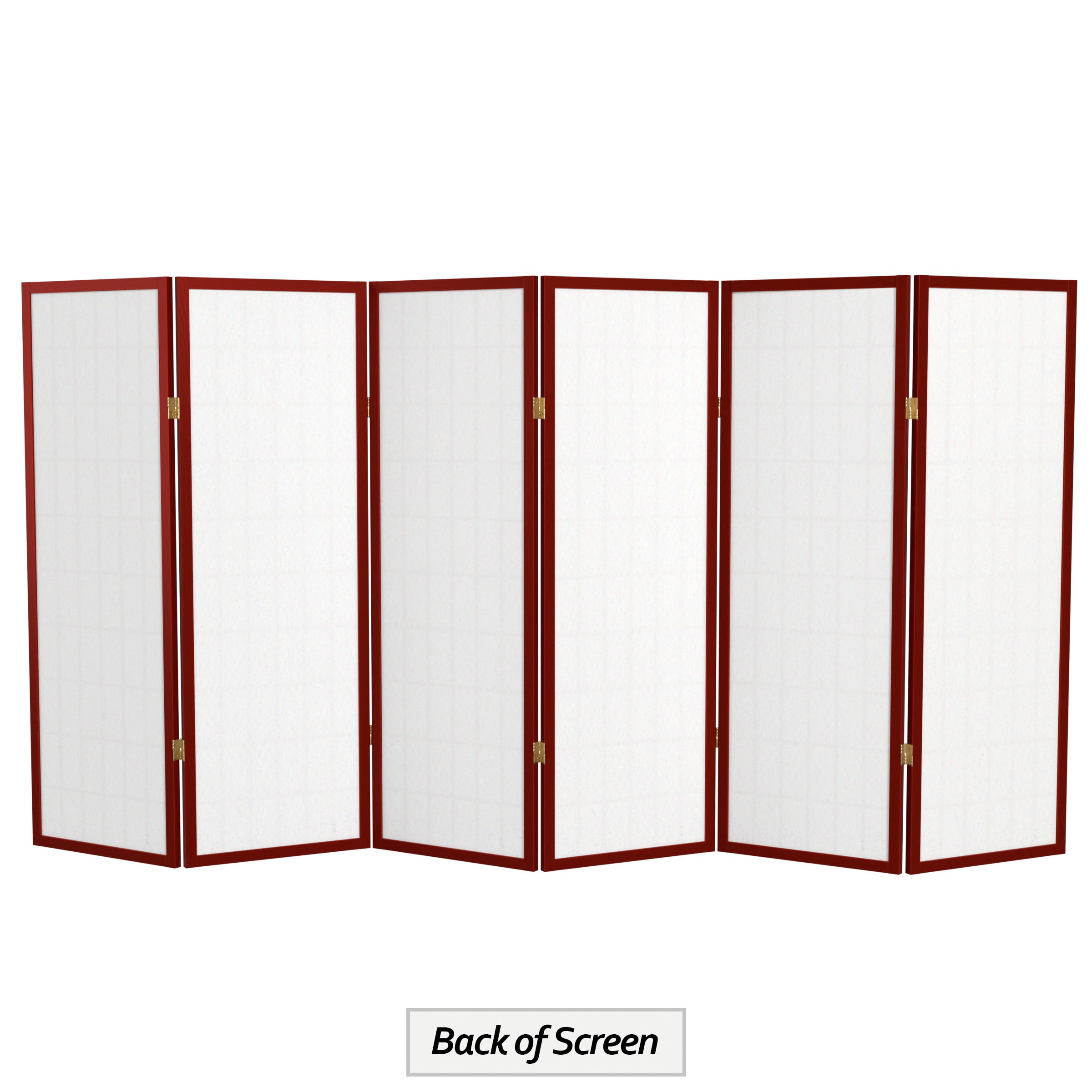 Red Lantern 4 ft. Short Window Pane Shoji Screen - Rosewood - 6 Panels