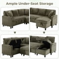 thumbnail image 6 of Ebello Sleeper Sectional Sofa with Pull Out Bed, Storage Seat, Cup Holders, USB Ports & Side Pockets, U Shaped Corduroy Convertible Couch Bed for Living Room, Green, 6 of 10