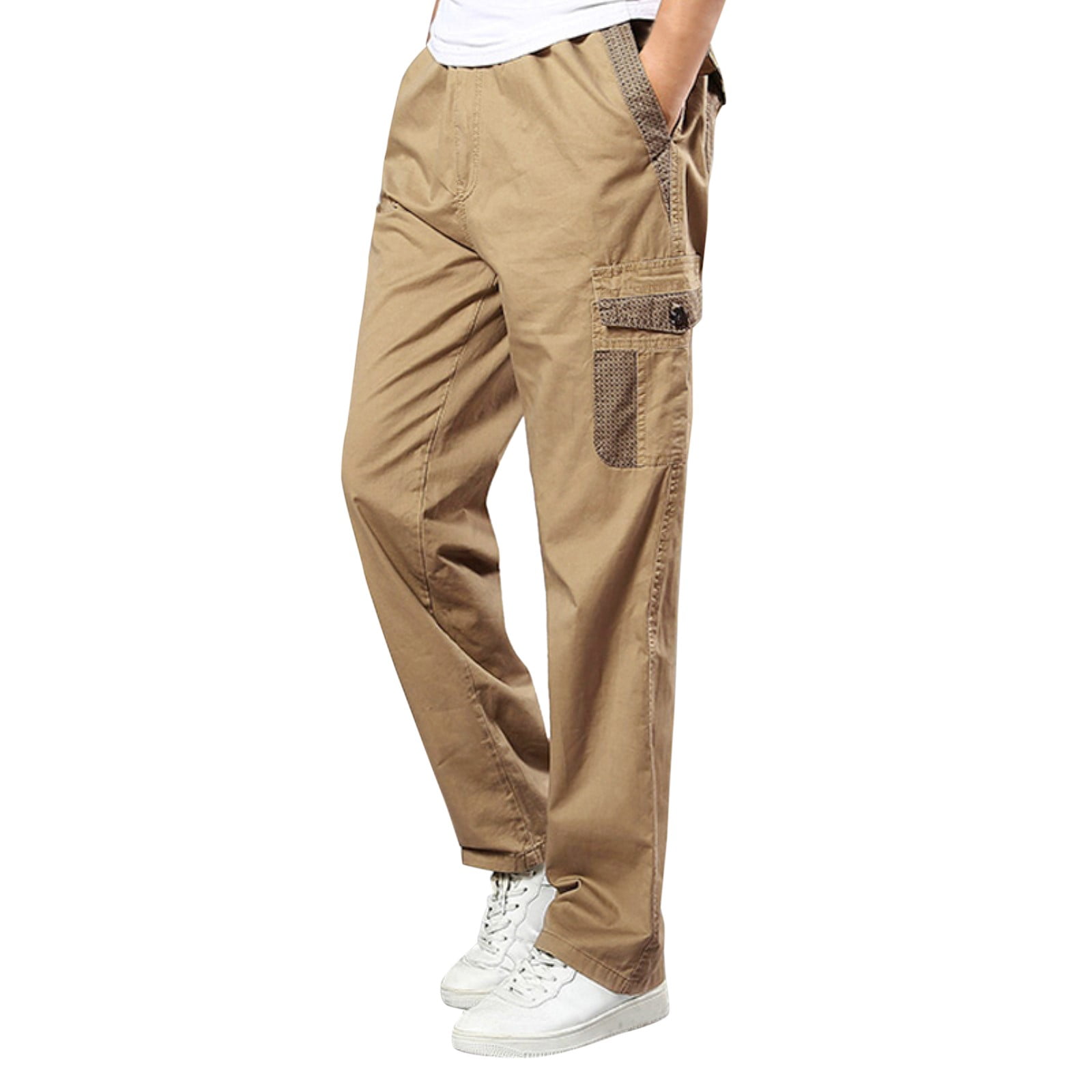 Kusou Mens Solid Color Summer Casual All Match Pants Fashionable 