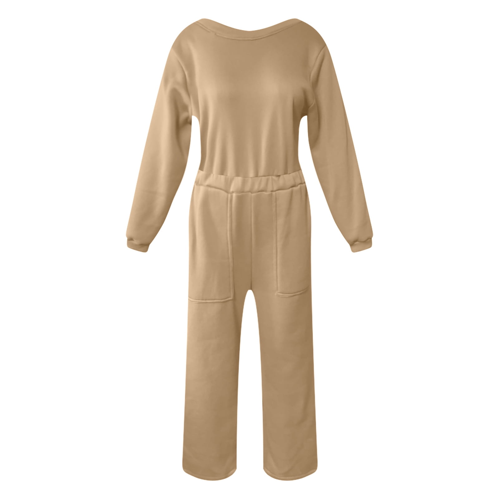Women's Fashion Sporty Long Sleeve Solid Color Backless Jumpsuit Set Womens Jumpsuits And Rompers Dressy Formal Pant Suits for Women Evening Wear Rompers for Women Summer Woman Romper & Jumpsuit plus