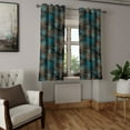 thumbnail image 2 of Ambesonne Floral Grommet Curtain, Geometric Art Retro Flowers, 50"x120", Petrol Blue and Cinnamon, 2 of 5