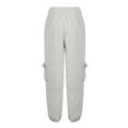 thumbnail image 2 of Biziza Pajama Pants High-Waist Womens Cargo Pants Cinched Sweatpants for Women Petite Sweatpants Elastic Waist Drawstring with Pockets Light Gray 2XL, 2 of 6