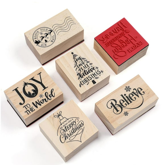 Set de 6 sellos navideños de goma de madera de Watersay