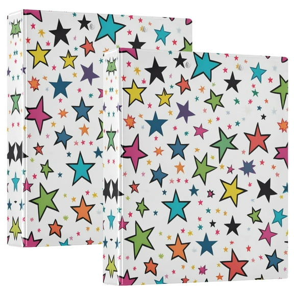 FORMRS 3 Ring Binder 1.5 inch with Pockets Set of 2 Clip Board 200 Sheets Capacity, Green Stars