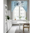 thumbnail image 4 of Blue Flower Kitchen Curtains Swag Valance for Windows/Bathroom/Cafe, Retro Gradient Texture Painting Plant Leaf Rod Pocket Drape Panel Swag Curtains Valance for Bedroom/Living Room 56"x36", 4 of 6