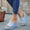 Light Blue, variant on Women's Tweed Fabric Wedge Heel Slide Sandals Wide Strap Open Toe Comfortable Platform Shoes Pink 6