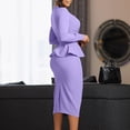 thumbnail image 3 of AURA Plus Size Pencil Dress Square Neck Ruffle Detail Long Sleeve High Waist Midi S-XXXL, 3 of 8
