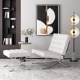 thumbnail image 3 of CRO Decor Genuine Leather Cowhide Tufted Accent Lounge Chair With Ottoman(White), 3 of 13
