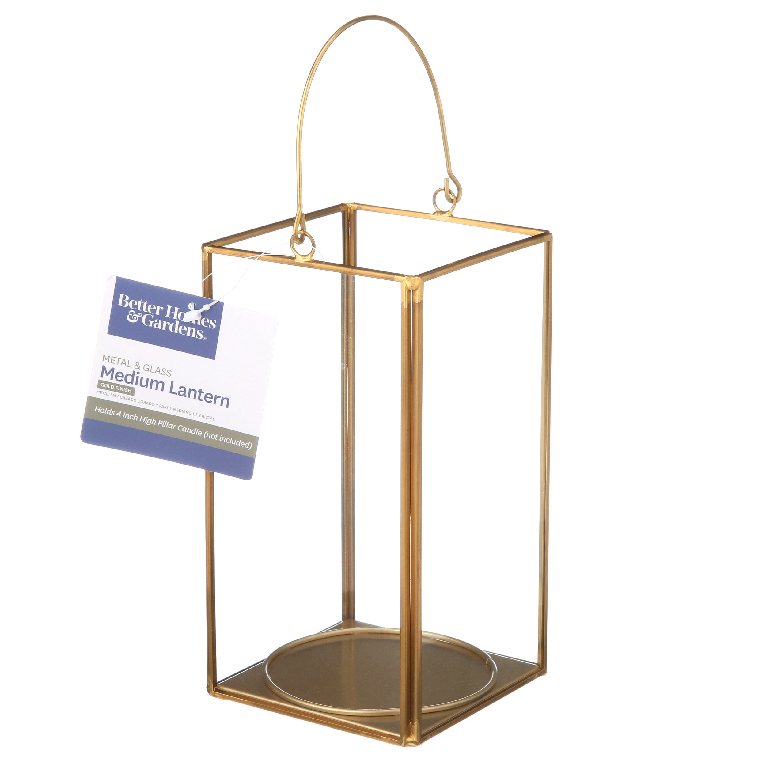 Better Homes & Gardens Medium Decorative Gold Metal Lantern, Candle Holder [Pick up Today]