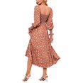thumbnail image 2 of Innerwin Robe Longue à Manches Longues pour Femmes, Robe Maxi de Soirée, Col Carré Sexy Orange 2TG, 2 of 3
