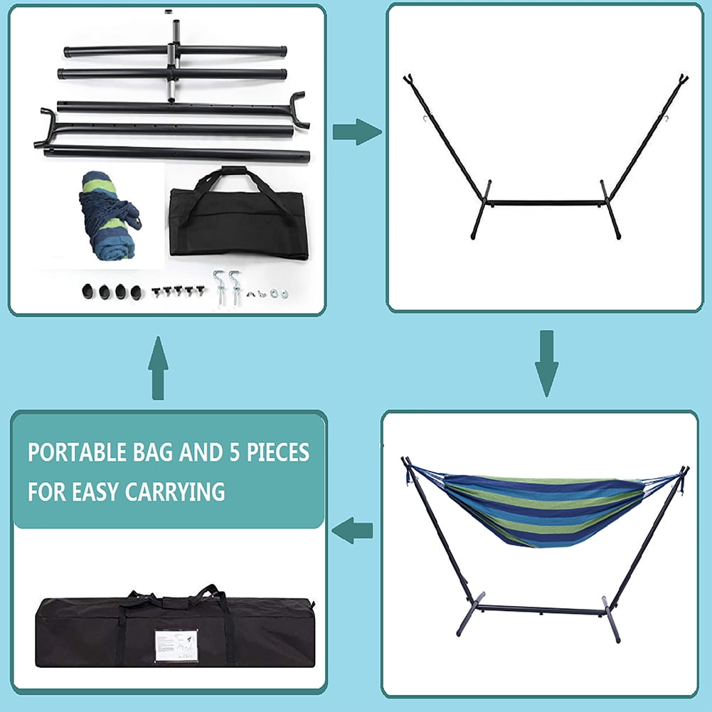 Lowestbest Double Cotton Hammock, 112" Large Size Double Classic Hammock with Space Saving Steel Stand, 450 lb Capacity Lowestbest Double Cotton Hammock, 112" Large Size Double Classic Hammock with Space Saving Steel Stand, 450 lb Capacity
